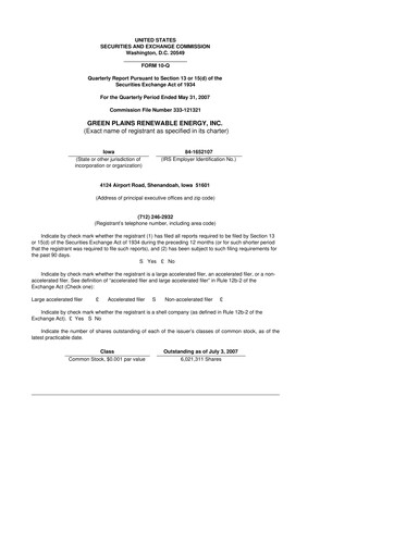 Thumbnail Green Plains 10-Q Quarterly Report FY 