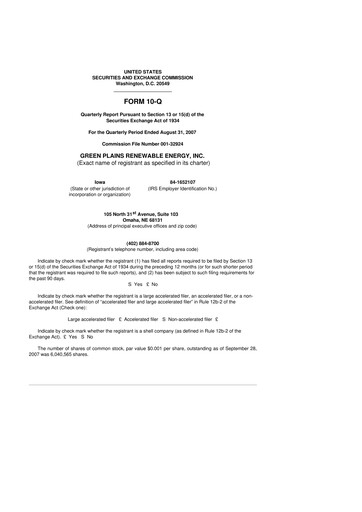 Thumbnail Green Plains 10-Q Quarterly Report FY 