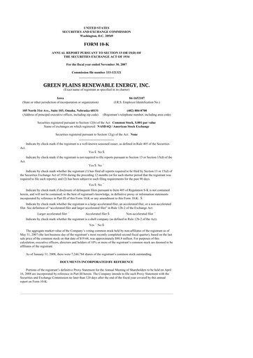 Thumbnail Green Plains 10-K Annual Report 