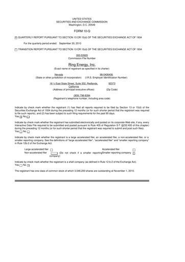 Vorschaubild Ring Energy
 10-Q Quartalsbericht  