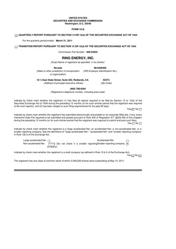 Vorschaubild Ring Energy
 10-Q Quartalsbericht  