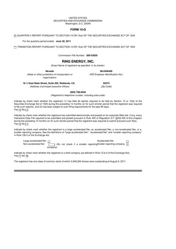Vorschaubild Ring Energy
 10-Q Quartalsbericht  