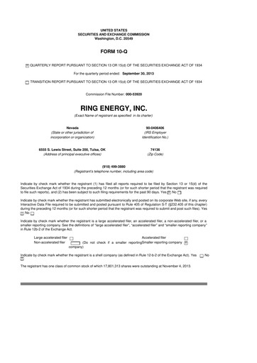 Vorschaubild Ring Energy
 10-Q Quartalsbericht 2013 