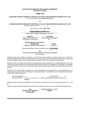 Vorschaubild Global Medical REIT
 10-Q Quartalsbericht 2015 