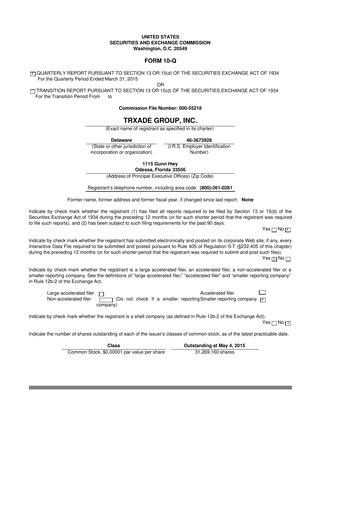 Miniature Scienture Holdings 10-Q Rapport trimestriel 2015 