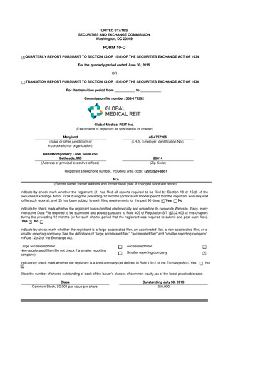 Vorschaubild Global Medical REIT
 10-Q Quartalsbericht 2015 