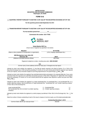 Vorschaubild Global Medical REIT
 10-Q Quartalsbericht 2015 