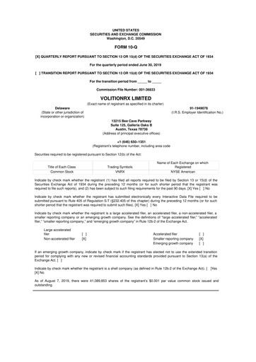 Vorschaubild VolitionRx 10-Q Quartalsbericht 2019 