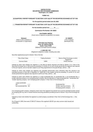 Vorschaubild VolitionRx 10-Q Quartalsbericht 2020 