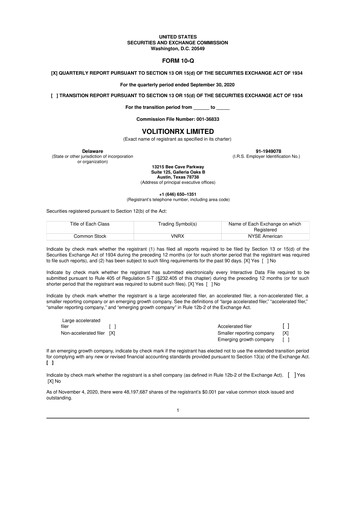 Vorschaubild VolitionRx 10-Q Quartalsbericht 2020 