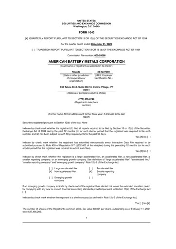 Vorschaubild American Battery Technology Company 10-Q Quartalsbericht 2021 