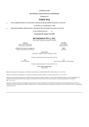 Miniature Outdoor Holding Company
 10-K Rapport annuel 