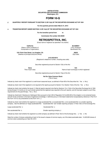 Thumbnail Outdoor Holding Company
 10-Q Quarterly Report FY 