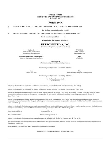 Miniature Outdoor Holding Company
 10-K Rapport annuel 