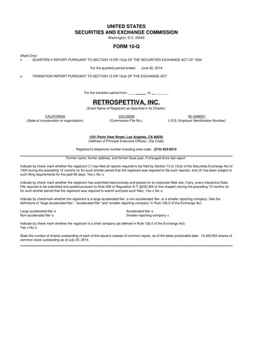 Thumbnail Outdoor Holding Company
 10-Q Quarterly Report FY 