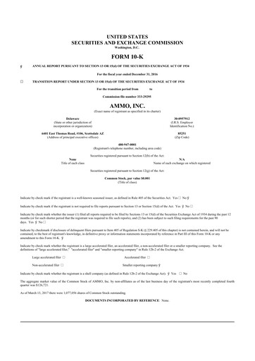 Miniature Outdoor Holding Company
 10-K Rapport annuel 2016