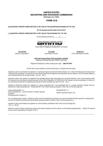 Thumbnail Outdoor Holding Company
 10-Q Quarterly Report FY 