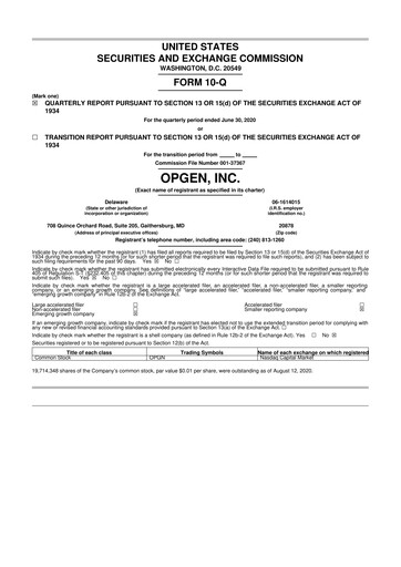 Thumbnail OpGen
 10-Q Quarterly Report FY2020 