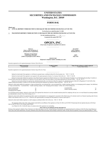 Thumbnail OpGen
 10-K Annual Report 2020