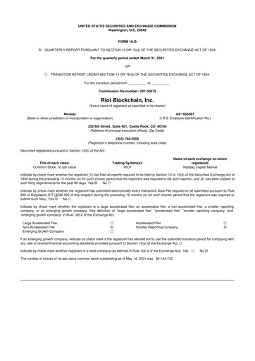 Thumbnail Riot Platforms 10-Q Quarterly Report FY2021 