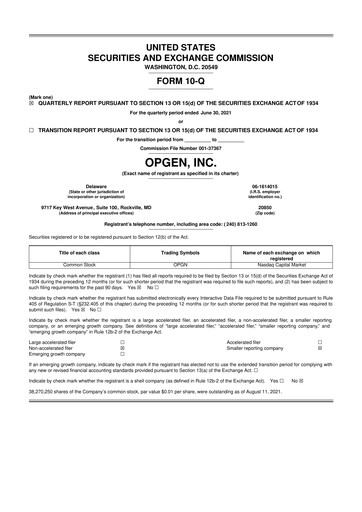 Thumbnail OpGen
 10-Q Quarterly Report FY2021 