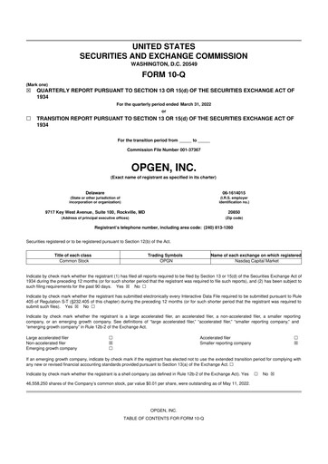 Thumbnail OpGen
 10-Q Quarterly Report FY2022 