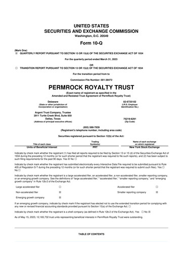Thumbnail PermRock Royalty Trust 10-Q Quarterly Report FY 