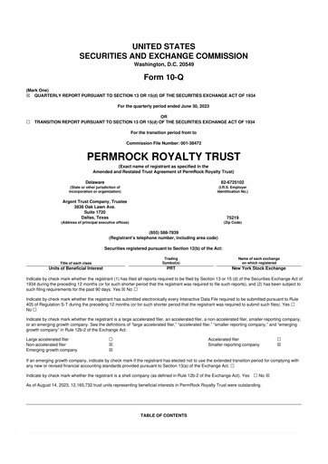Thumbnail PermRock Royalty Trust 10-Q Quarterly Report FY 