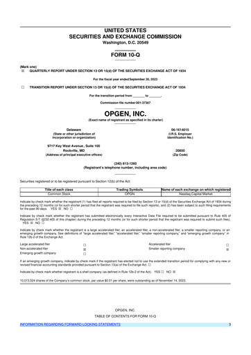 Thumbnail OpGen
 10-Q Quarterly Report FY2023 