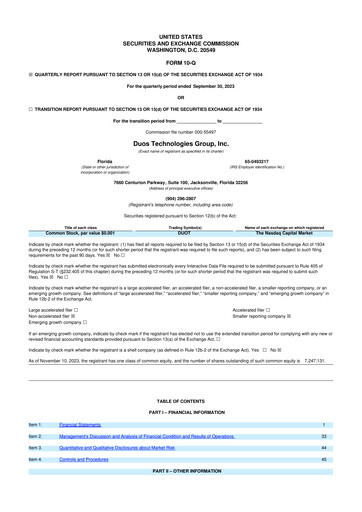 Vorschaubild Duos Technologies Group 10-Q Quartalsbericht 2023 