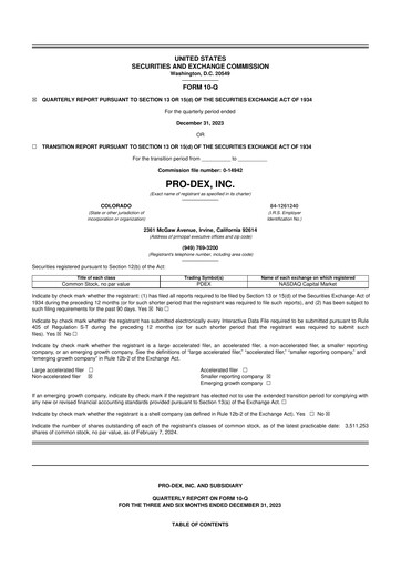 Miniature Pro-Dex 10-Q Rapport trimestriel 2024 