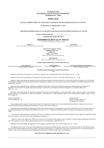 Thumbnail PermRock Royalty Trust 10-K Annual Report 