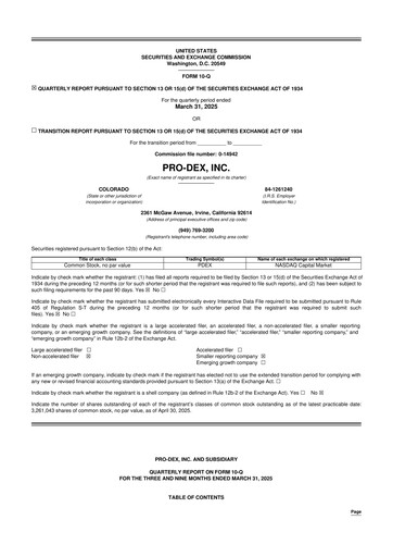 Miniature Pro-Dex 10-Q Rapport trimestriel 2025 