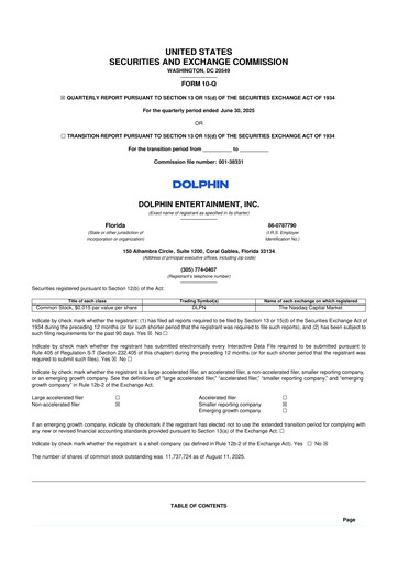 Thumbnail Dolphin Entertainment
 10-Q Quarterly Report FY2025 