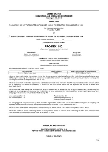 Miniature Pro-Dex 10-Q Rapport trimestriel 2026 