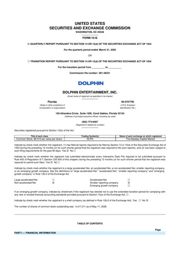 Vorschaubild Dolphin Entertainment
 10-Q Quartalsbericht  