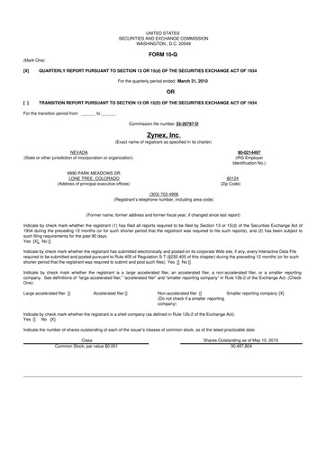 Thumbnail Zynex 10-Q Quarterly Report FY 