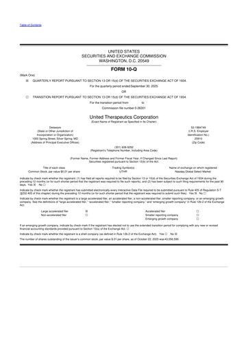 Thumbnail United Therapeutics 10-Q Quarterly Report FY2025 