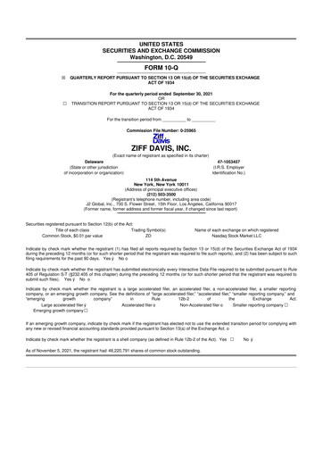 Thumbnail Ziff Davis 10-Q Quarterly Report FY2021 