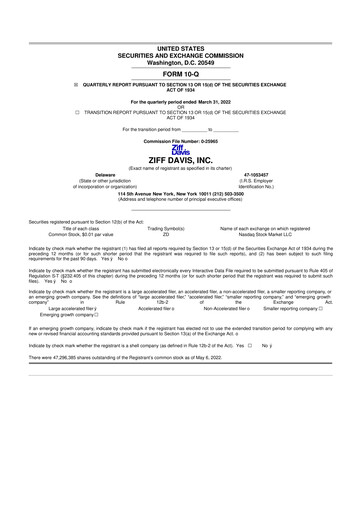 Thumbnail Ziff Davis 10-Q Quarterly Report FY2022 