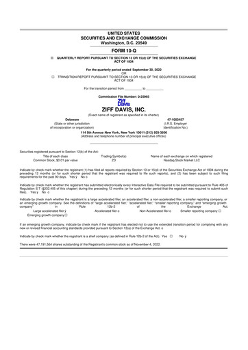 Thumbnail Ziff Davis 10-Q Quarterly Report FY2022 