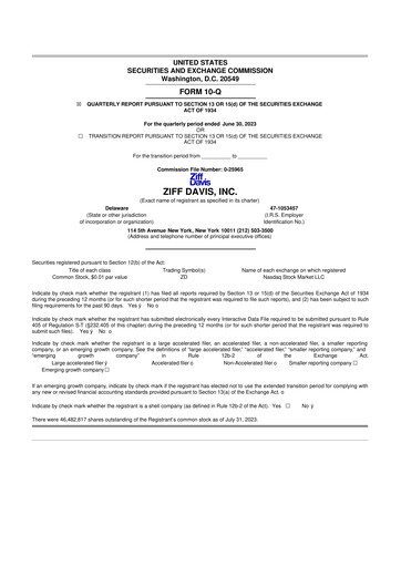 Thumbnail Ziff Davis 10-Q Quarterly Report FY2023 