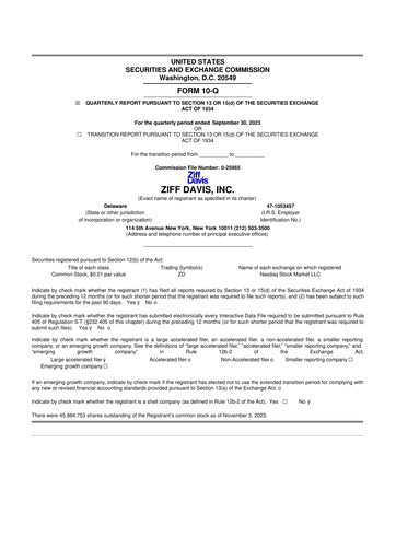 Thumbnail Ziff Davis 10-Q Quarterly Report FY2023 