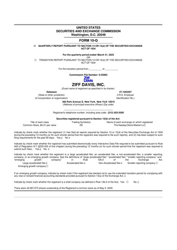 Thumbnail Ziff Davis 10-Q Quarterly Report FY2025 