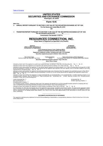 Thumbnail RGP (Resources Connection) 10-K Annual Report 2019