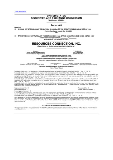Thumbnail RGP (Resources Connection) 10-K Annual Report 2020
