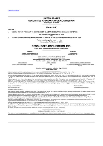 Thumbnail RGP (Resources Connection) 10-K Annual Report 2024