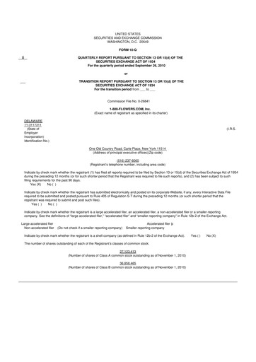 Thumbnail 1-800-Flowers.com, Inc.
 10-Q Quarterly Report FY 