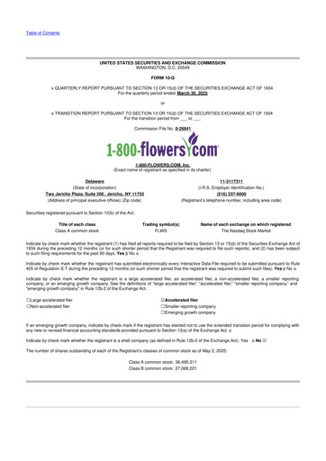 Thumbnail 1-800-Flowers.com, Inc.
 10-Q Quarterly Report FY2025 