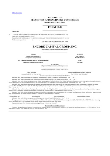 Thumbnail Encore Capital Group 10-K Annual Report 2014